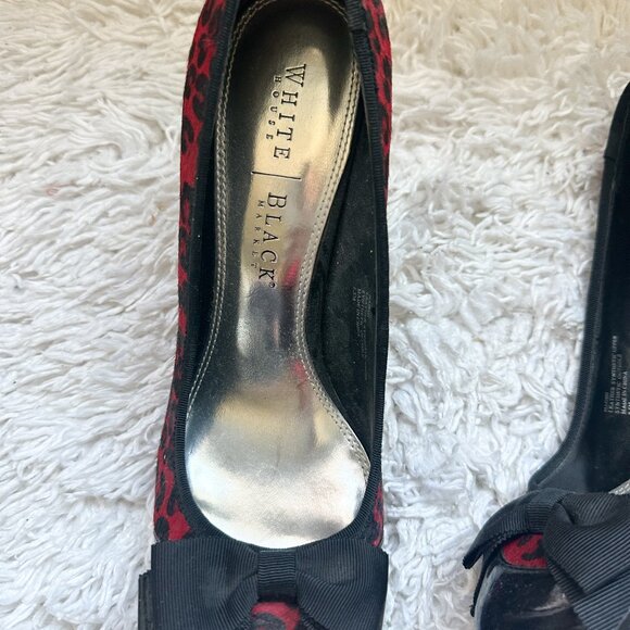 WHITE HOUSE BLACK MARKET Naomi Leopard High Heel Pumps | Red Black | Size 8.5 - Picture 4 of 4